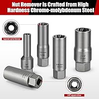 Vista 5 de Kit de 7 piezas extractor de pernos, juego extractor de pernos dañados, juego Easy Out largo y profundo, herramienta de dado para tuercas de rueda