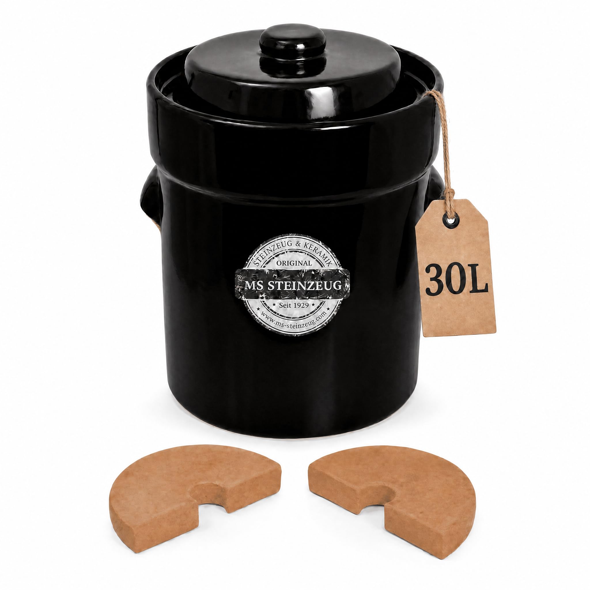 SCHMITT Gärtopf-Set braun 30 l mit Deckel und Steinen