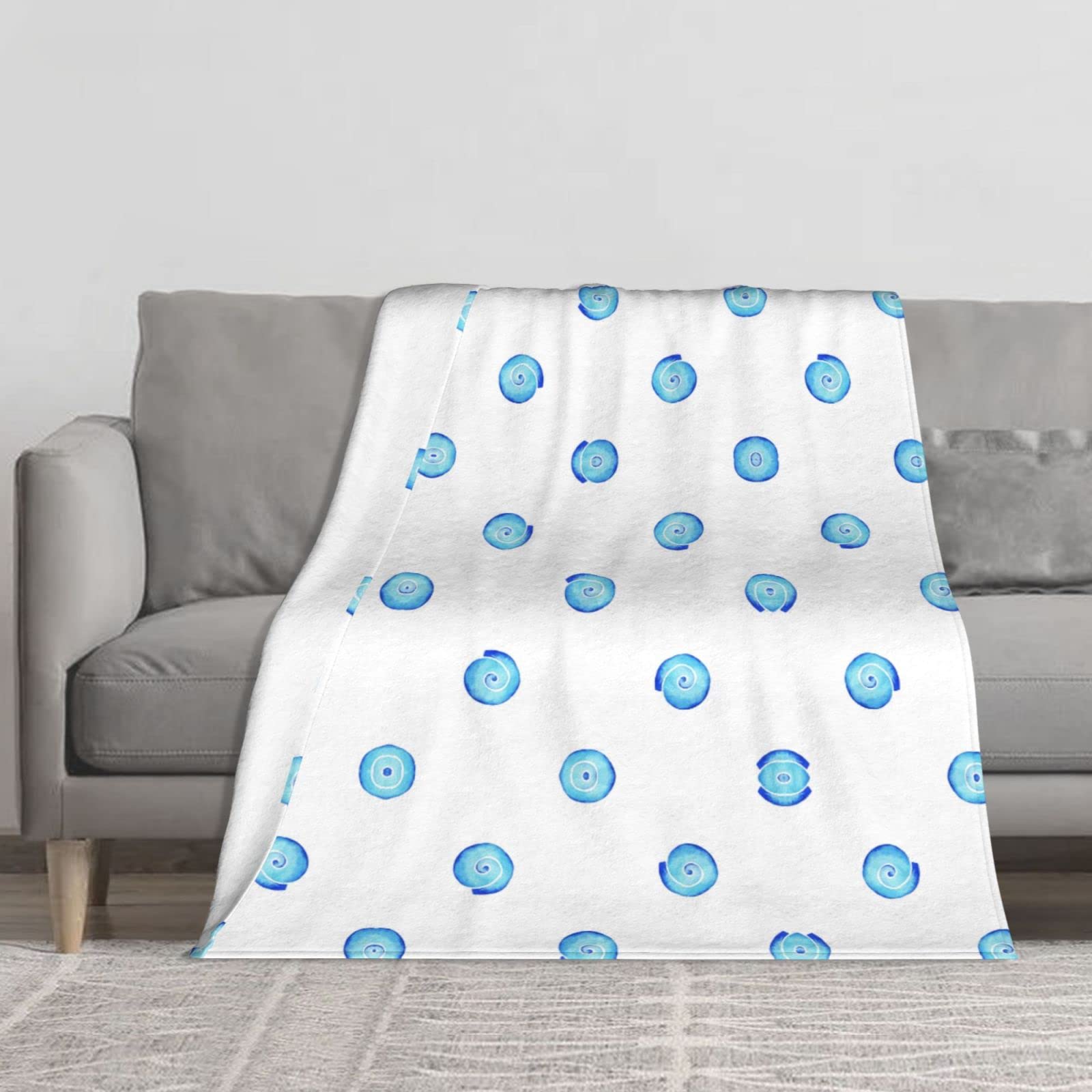 YINGD Flannel Blankets for Bed,Watercolor Round Shell,Soft Throw Blanket Lightweight Plush Fuzzy Cozy Soft Blankets 125CM X 100CM