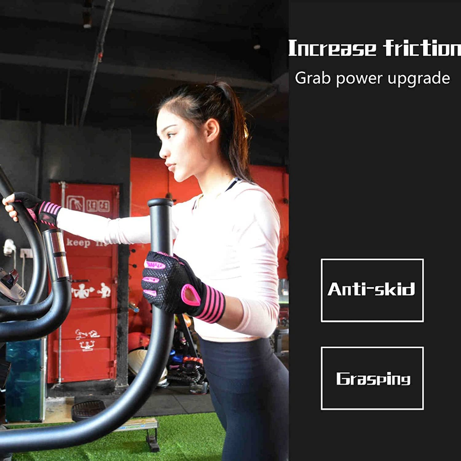 Guantes de Gimnasio con protección Completa de la Palma, Guantes de Entrenamiento físico, Guantes Antideslizantes para Levantamiento de Pesas, Guantes multideportivos (Negro Naranja XL)