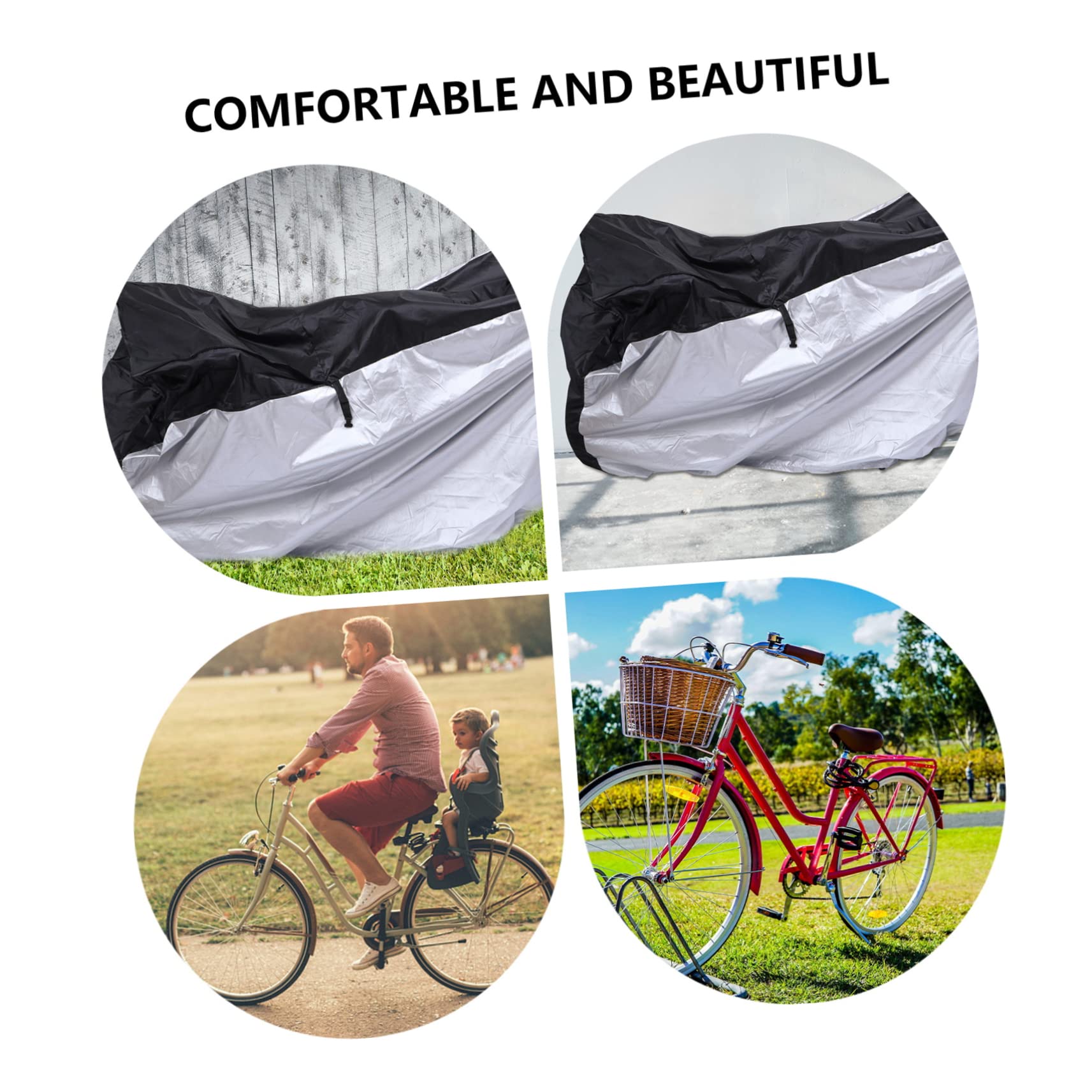 Toddmomy Fahrradabdeckung aus Polyester mit 2 Schlossöffnungen Winddichtem Bund und Schnalle für Außenbereich