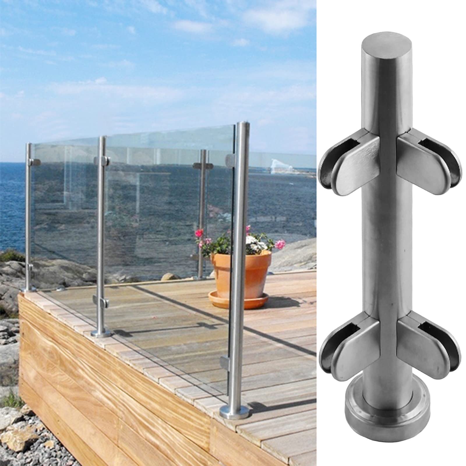 Poteau de fixation de verre pour garde-corps d'angle avec boulons de sol