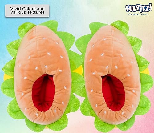 Miniatura 3 de Funziez! Pantuflas de hamburguesa - Pantuflas de felpa para hamburguesa con queso