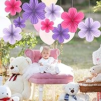 Vista 6 de SUNBEAUTY Decoración de fiesta de flores, abanicos de papel, decoración de aula, decoración de fondo floral, abanicos de papel para colgar