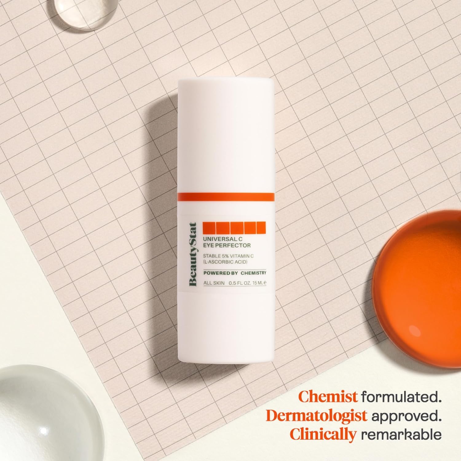 BeautyStat Universal C Eye Perfector Cream - Hydratisiert, strafft und hebt mit Vitamin C, Hyaluronsäure & Grüntee-Extrakt, Duftfrei gegen Augenringe und Schwellungen, Sicher für empfindliche Haut
