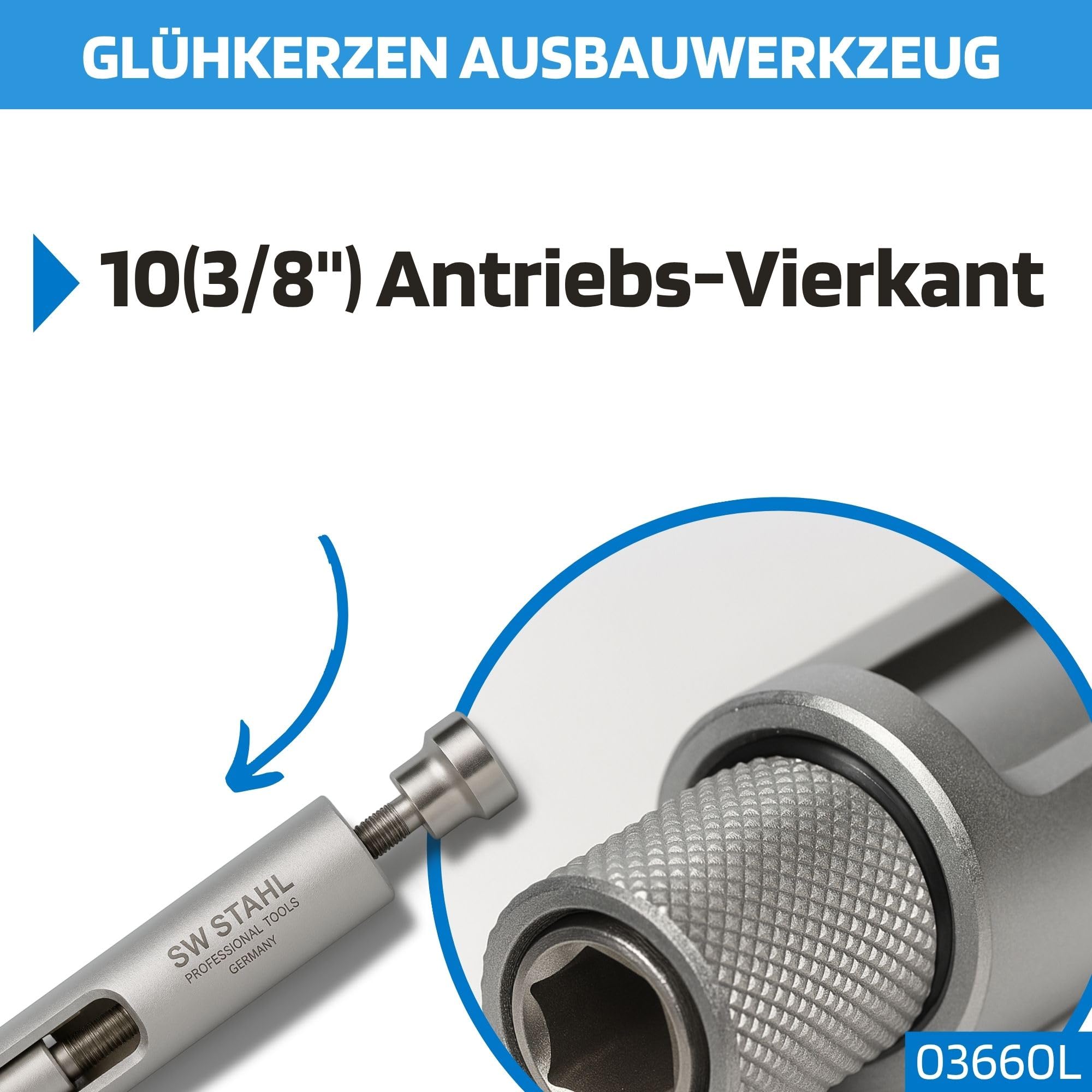 SW-Stahl 03660L Glhkerzen Ausbauwerkzeug I Kompatibel mit 10mm (3,8")  Drehmomentschlssel I Glhkerzen Werkzeug I Diesel Spezialwerkzeug I Motor  Werkzeug 80mm Lnge I Zndkerzen Ausdreher : Amazon.de: Auto & Motorrad