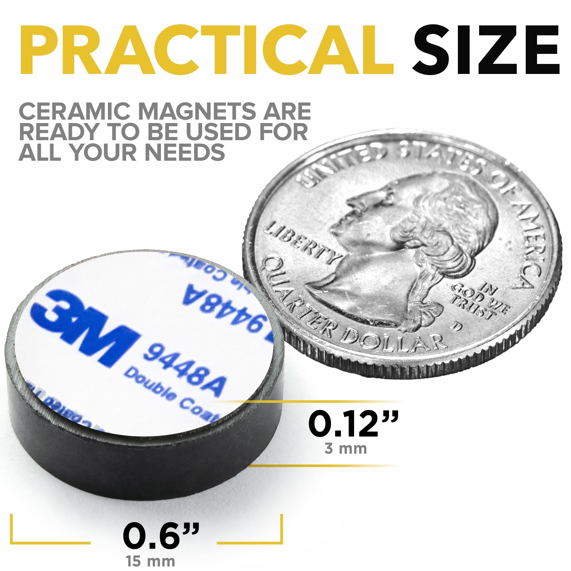 Ceramic Magnets for Crafts with Adhesive Backing (90pcs/Pack)