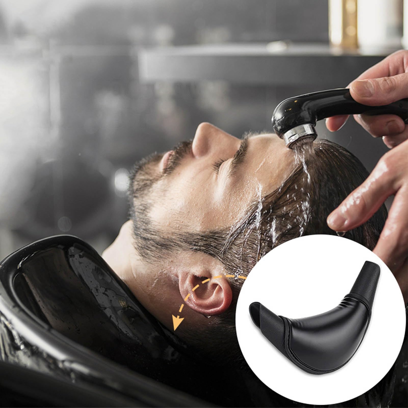 Silikon Salon Nackenkissen,Nacken Becken Kissen Friseur,Friseurwaschbecken Nacken Friseur Zubehör,für Schönheitssalons,Friseur Haare waschen Waschbecken Salon Spa (schwarz)