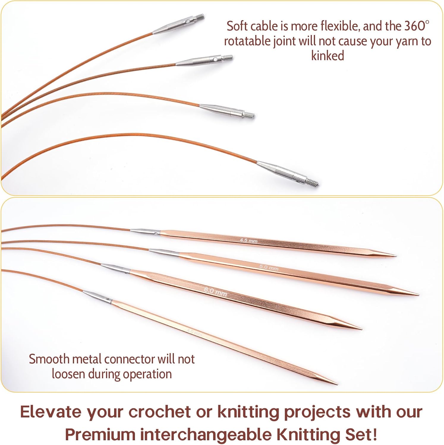 Mdoker Circular Knitting Needles Set with Case,9 Pairs Interchangeable Knitting Needles of Aluminum Cubic Circular Needle,Square Circular Needles(3.5mm-8mm)