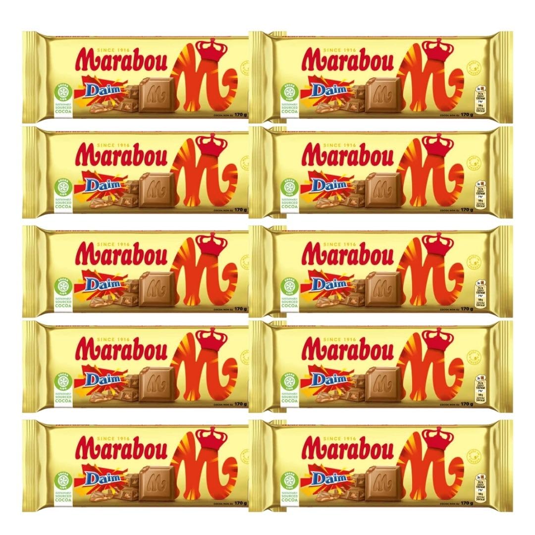 Marabou Daim 10×170 g (insg. 1,70 kg) | Milchschokolade mit Daim-Karamell-Crunch | Großpackung für Büro, Events & Handel | Knusprig-karamelliger Schoko-Mix