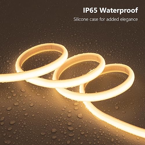Miniatura 2 de Tira de luces LED COB AC 110V de 98.4 pies, 3000 K luz blanca cálida LED impermeable al aire libre, 10WM CRI 90+ flexible cortable, para dormitorio,