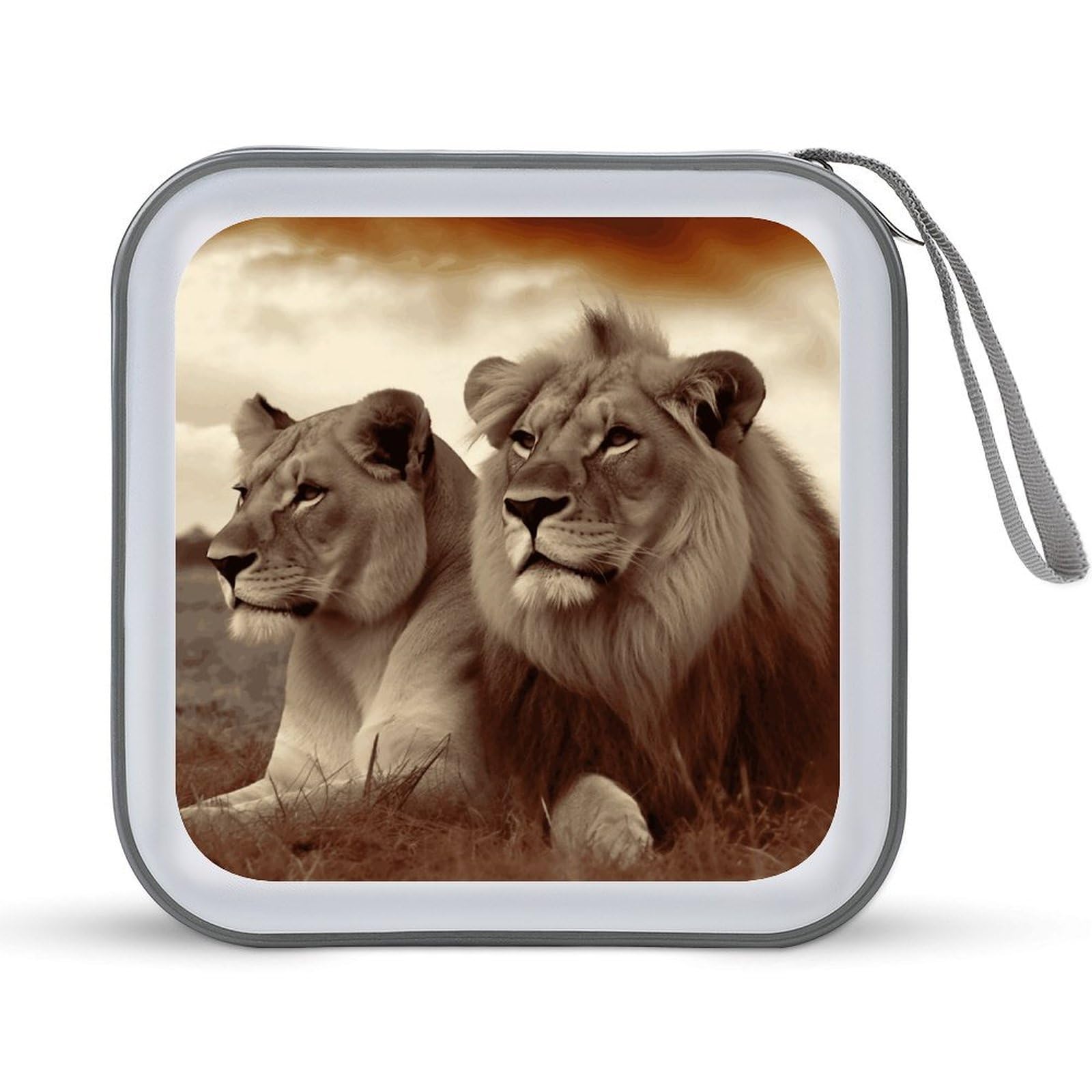 VstaDank African Lion CD Case DVD Holder Storage Portable Carrying Binder Holder Wallet Large Storage Disc Wallet Bag Hard Plastic DVD Disc Case Large Media Binder Capacity 40 Sheets