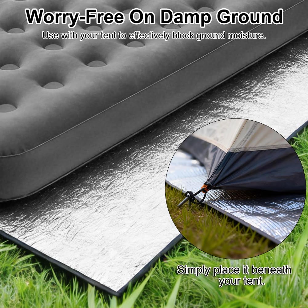 Vicloon Esterilla Aislante De Aluminio Esterilla Camping,Esterilla Aislante de lámina de Aluminio,Alfombra de Suelo Ultraligera Plegable,Resistente al Agua Picnic Espuma Eva Plegable