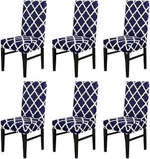 LiveGo Cubierta para Silla, Paquete de 6 Cubiertas para Silla de Comedor elástica Silla con Respaldo Alto Funda Protectora Funda Protectora para Silla, Azul