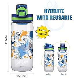 Opard 17oz Kids Water Bottle with Leak Proof Flip-Top Lid, Reusable BPA-Free Tritan for School and Travel