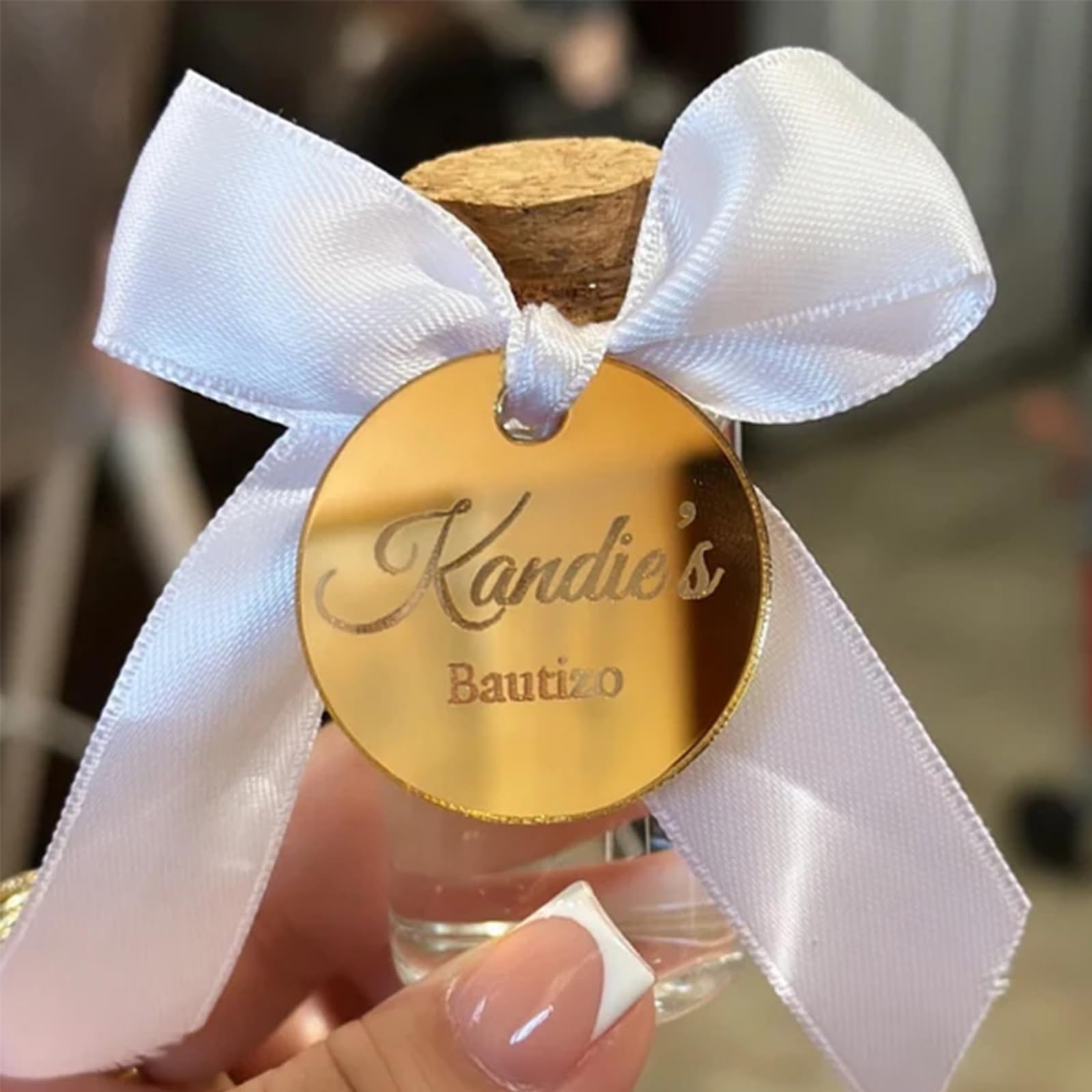 Personalized Acrylic Mirror Tag Custom Name Tag Personalized Engagement Favor Acrylic Gift Tags for Favor Baptism Wedding Engagement (10-100PCS)