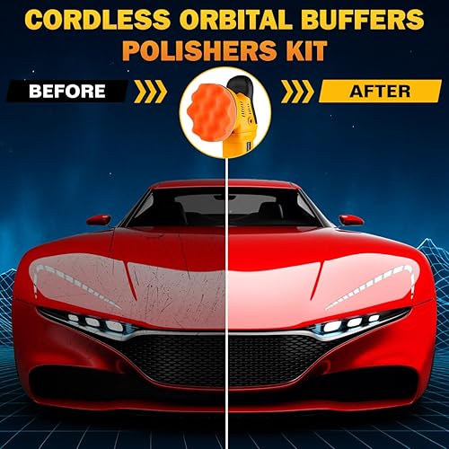 Miniatura 6 de Kit de pulidor inalámbrico para batería Dewalt de 20 V (sin batería), pulidora orbital de coche, 6 velocidades variables de 1800 a 6500 RPM,