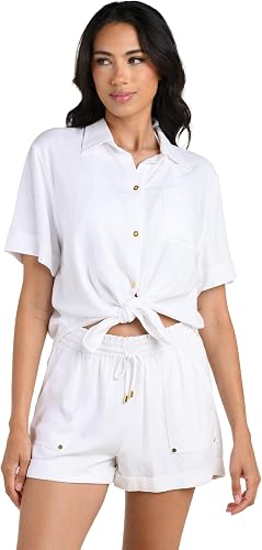 La Blanca Women's Button Up Shirt, White, Large