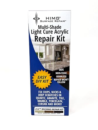 Brown Tones Upgraded, Quartz Countertop Repair Kit, Granite Repair Kit, Chip Repair for Quartz, Granite, Marble, Corian, Porcelain, Acrylic, Edge Chips and More - HIMG Surface Repair