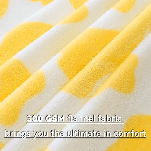 Miniatura 6 de Manta pequeña amarilla para niños, acogedora manta de forro polar con estampado de vaca suave para niños y niñas, regalos de cumpleaños, 40 x 50