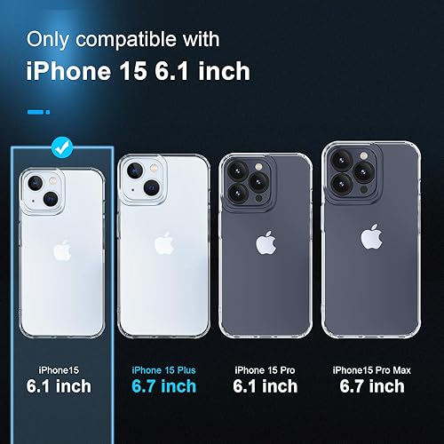 Miniatura 2 de GLIMALL Funda transparente 5 en 1 diseñada para iPhone 15 con protector de pantalla 2 unidades + protector de lente de cámara 2 unidades, cubierta