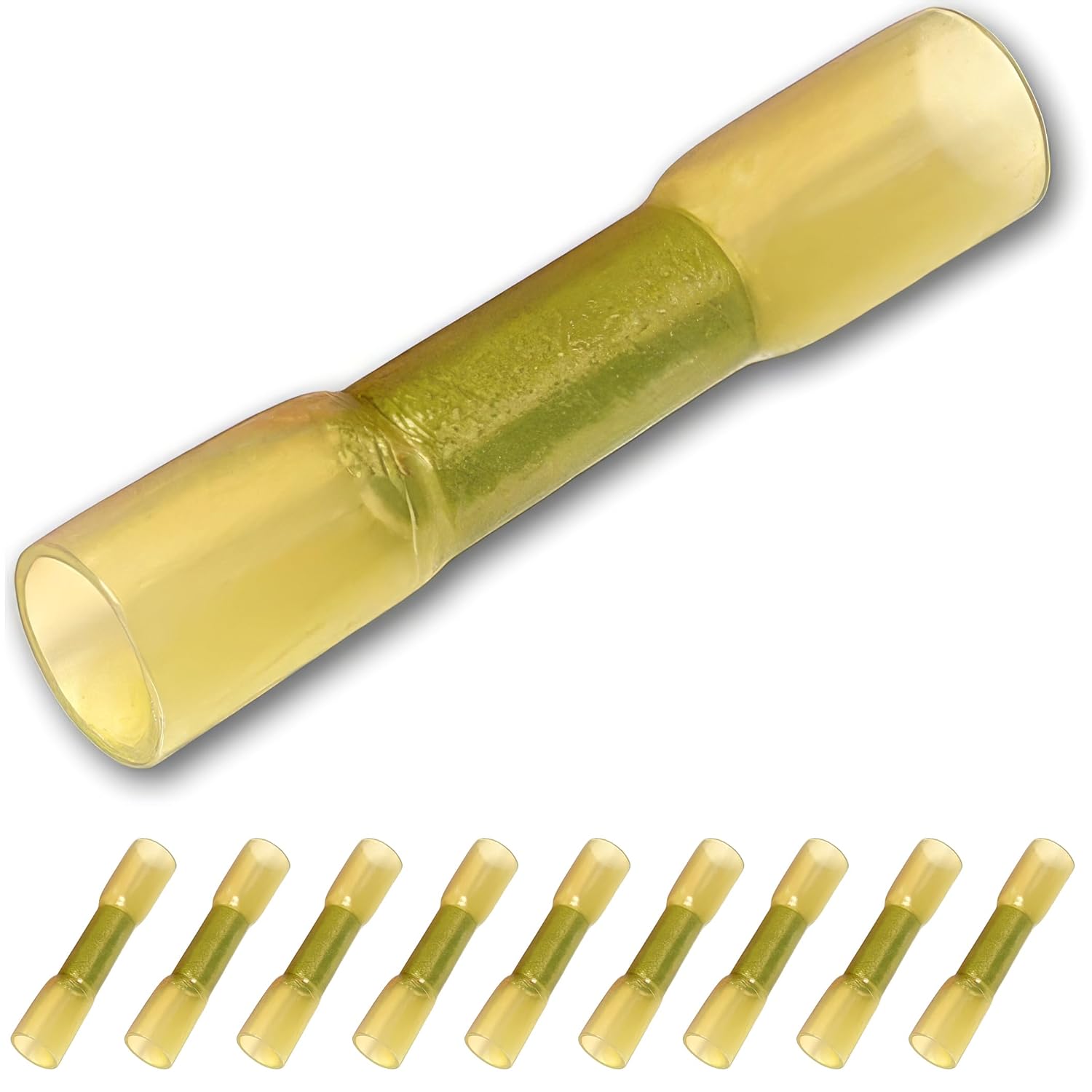 Heat Shrink Butt Splice Connectors with Adhesive Liner - 12-10AWG (Yellow) - 100 Pack