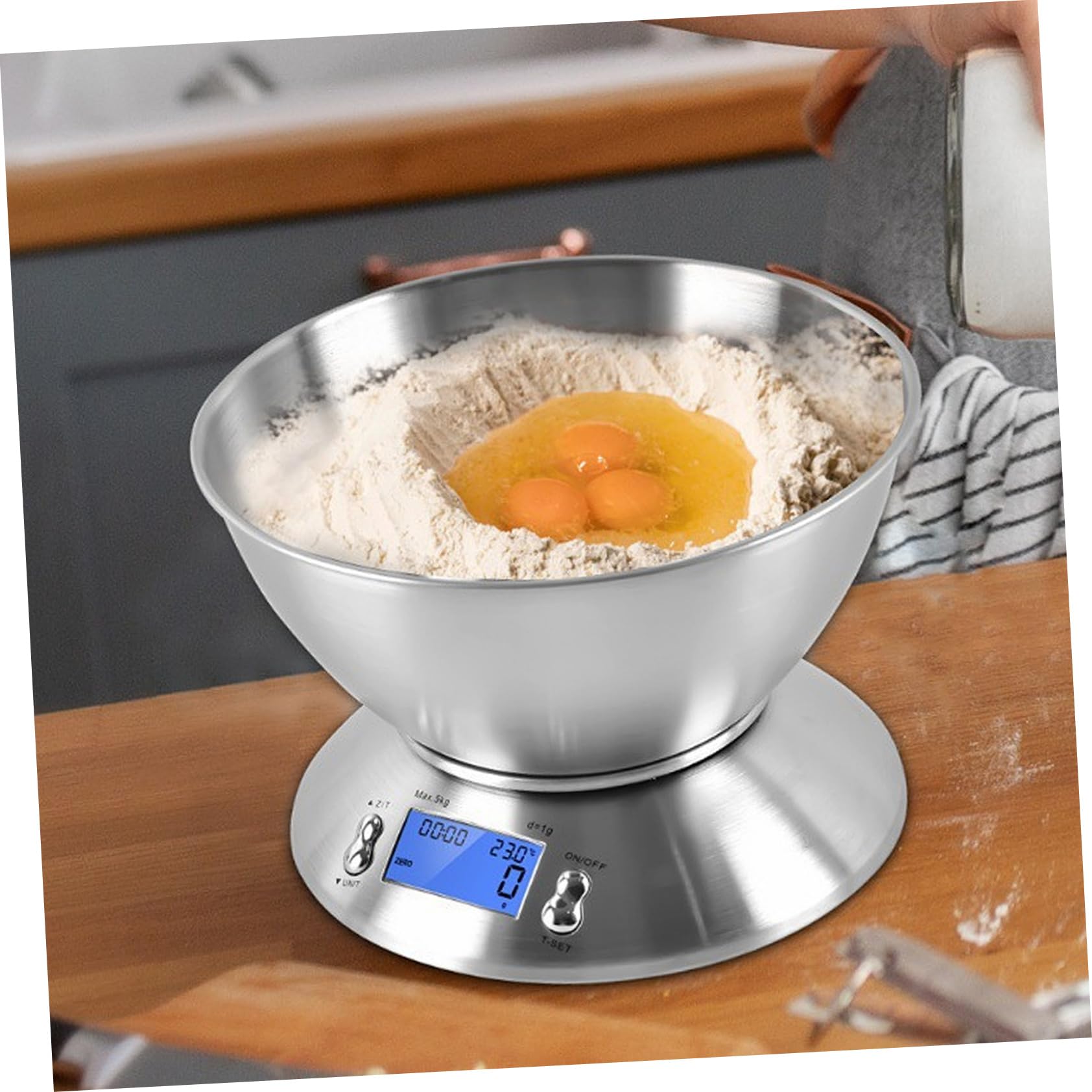 Cabilock Báscula Digital Capacidad 5000g de Cocina de Acero Inoxidable Alta Precisión, Fácil de Limpiar, para Hogar y Repostería