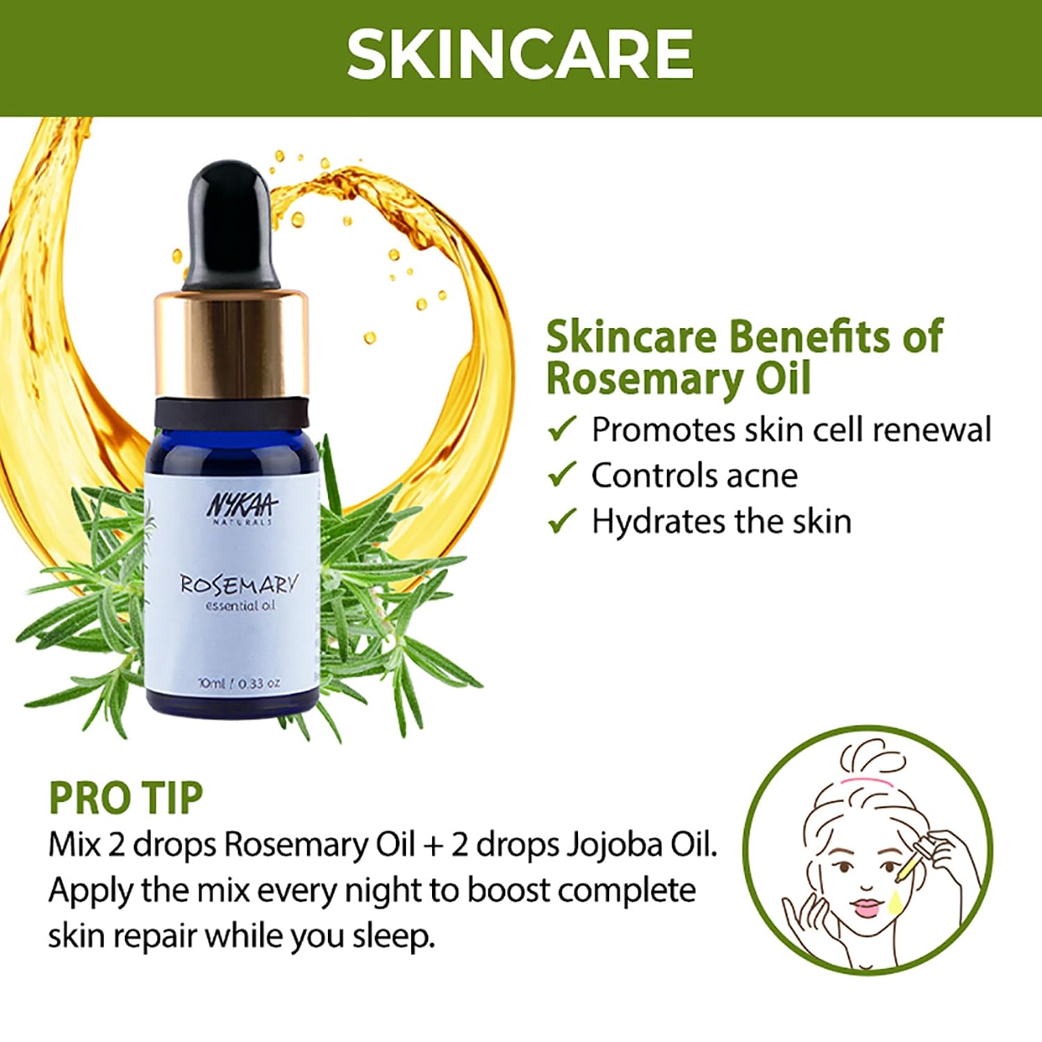 Essential Oil, Rosemary, 0.33 oz - Hair Oil for Thicker Hair - Anti-Dandruff - Acne Control Face Oil - Body Oil for Skin Cell Renewal image 2