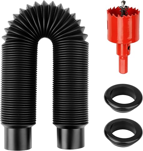 Dfnidy Rain Barrel Connector Kit - Link 2 Barrels with 1-1/4 Inch Expandable Hose, Gaskets and Hole Saw