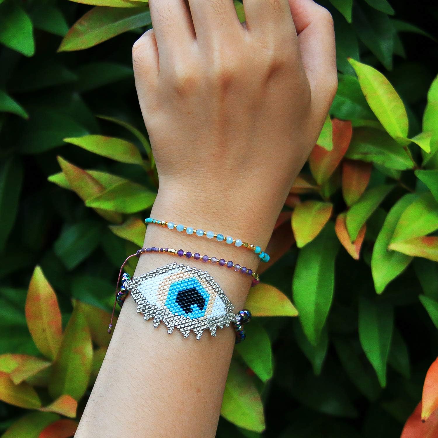 KELITCH Bohemian Crystal Bracelets Miyuki Beaded Woven Friendship Bracelets for Women - Image 4