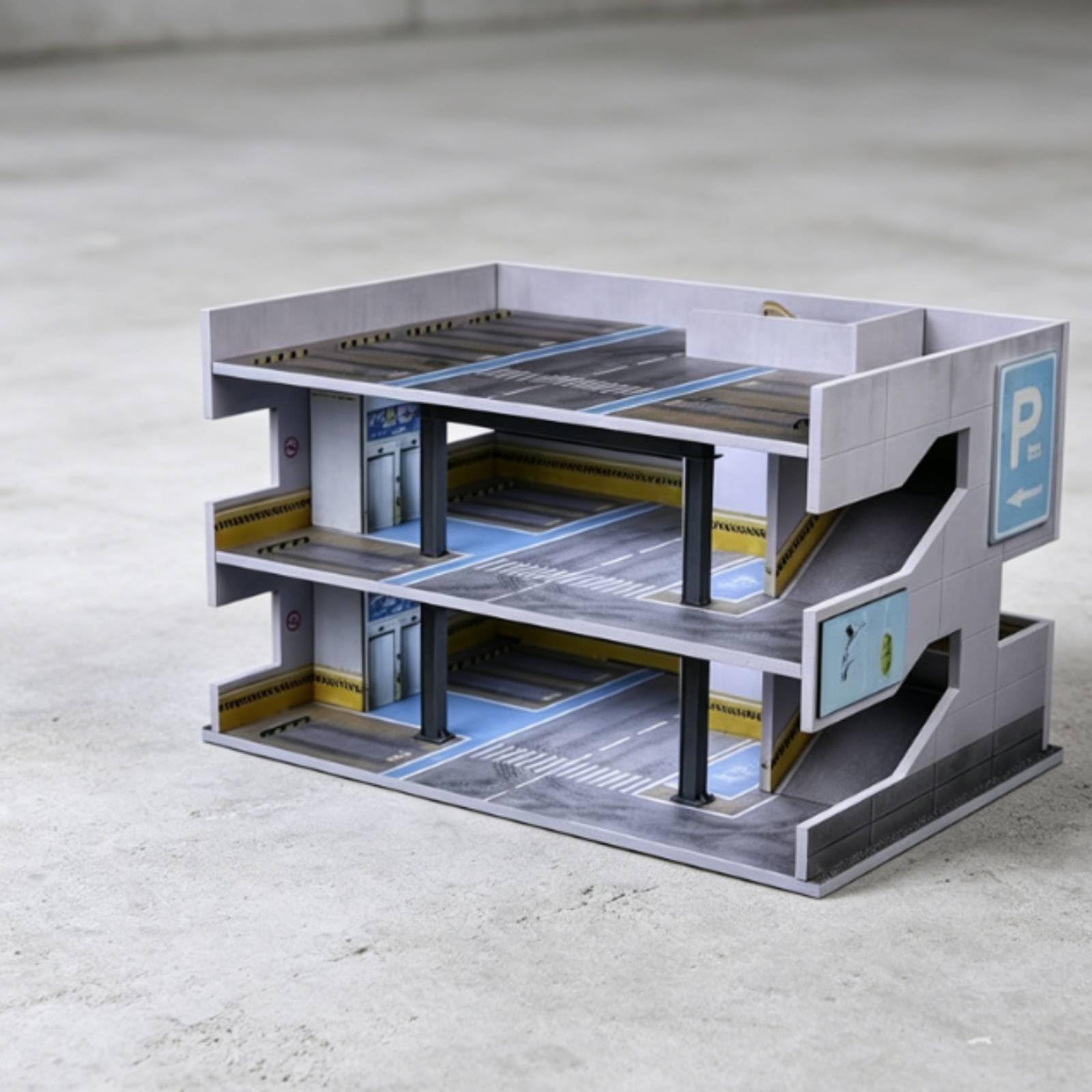 predolo Diorama Parcheggio 1:64 con Struttura a Livelli Garage LED Multistrato Realistico Modello Garage Illuminato per Appassionati di Modellismo, Scrivania, Parcheggio Multipiano Giapponese B