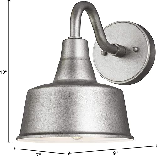 Miniatura 2 de Sea Gull Lighting 8537401-57 Aplique de pared para exteriores con luz de granero, 75 vatios, peltre envejecido, luz pequeña
