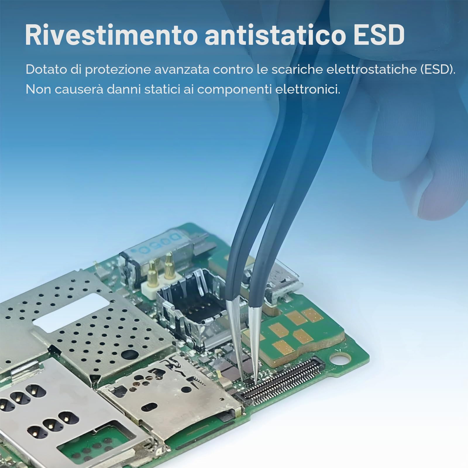 MMOBIEL 10x Pinzette ESD Antistatiche in Acciaio Inox di Precisione per Elettronica, Gioielli, Computer, Laboratorio - con Spatola e Custodia