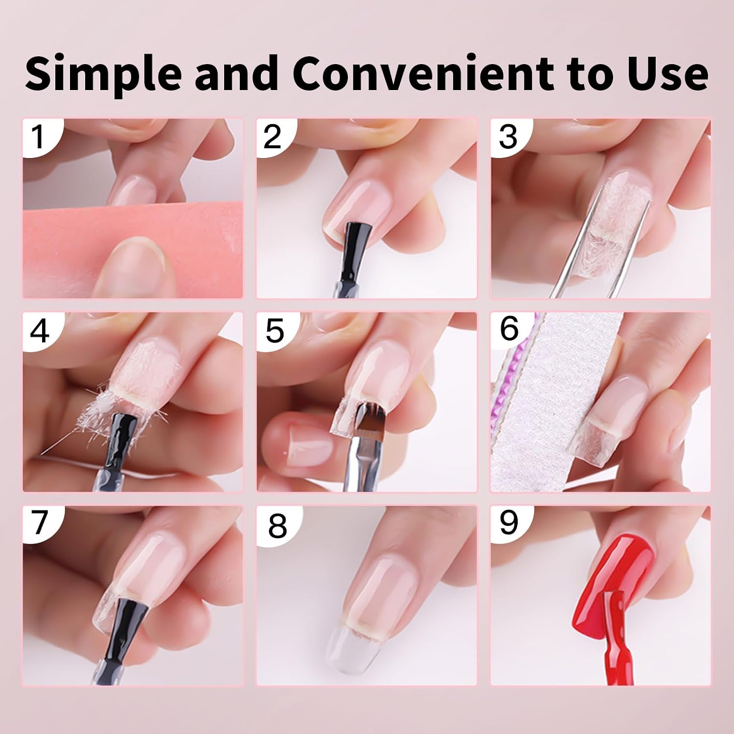 100PCS Fiberglass Nail Wrap Extension Kit Nails Repair Natural Silk Paper Towels Fiber Wraps for Broken Nail Fix Extender DIY Nail Art Accessories for Home Use