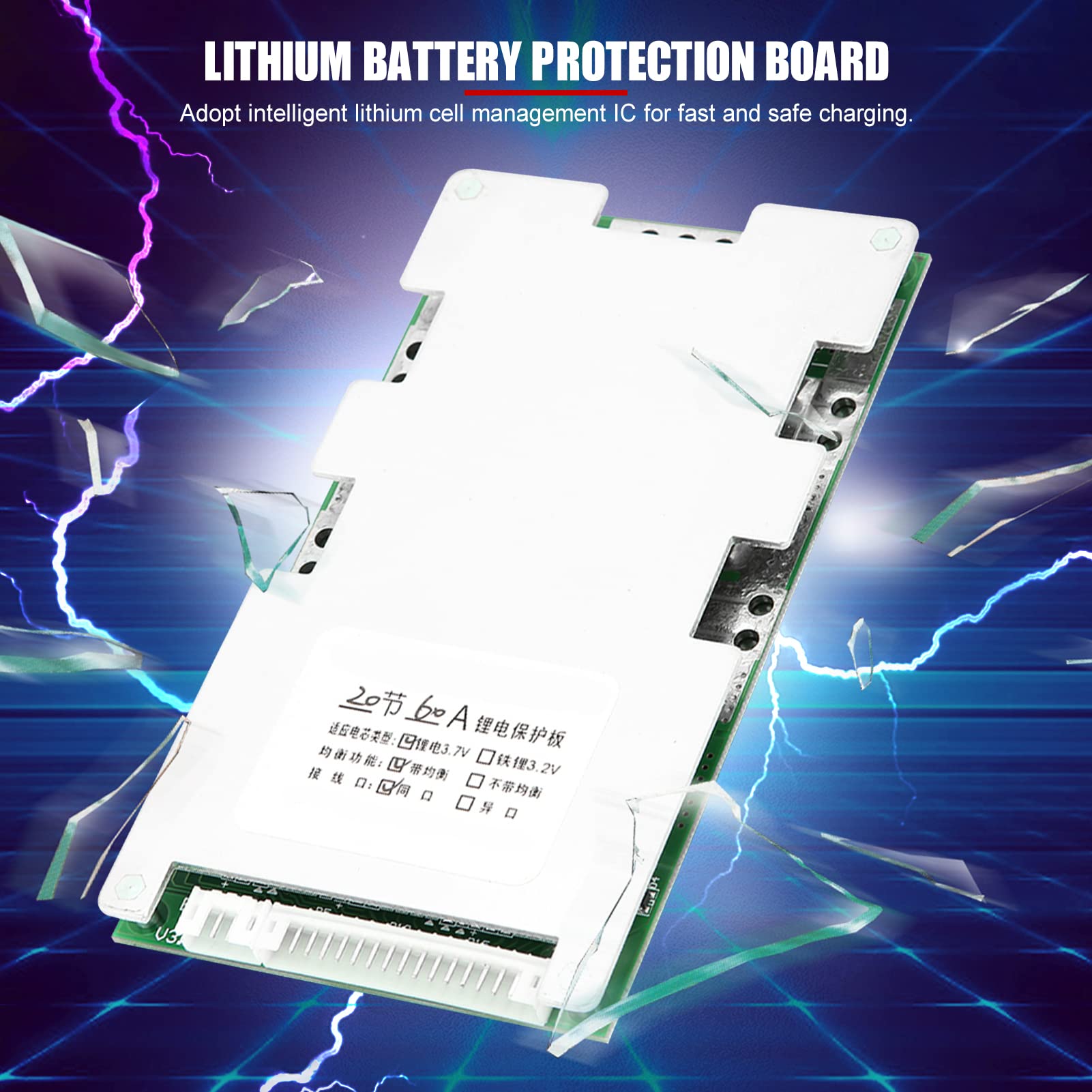 Ultima 72 v BMS Batteria al Litio Caricabatteria Board, 20 S 3.2 V 60 A Batteria al Litio Scheda di Protezione BMS PCB con Equilibrio Protezione di Ricarica Dual Funzioni