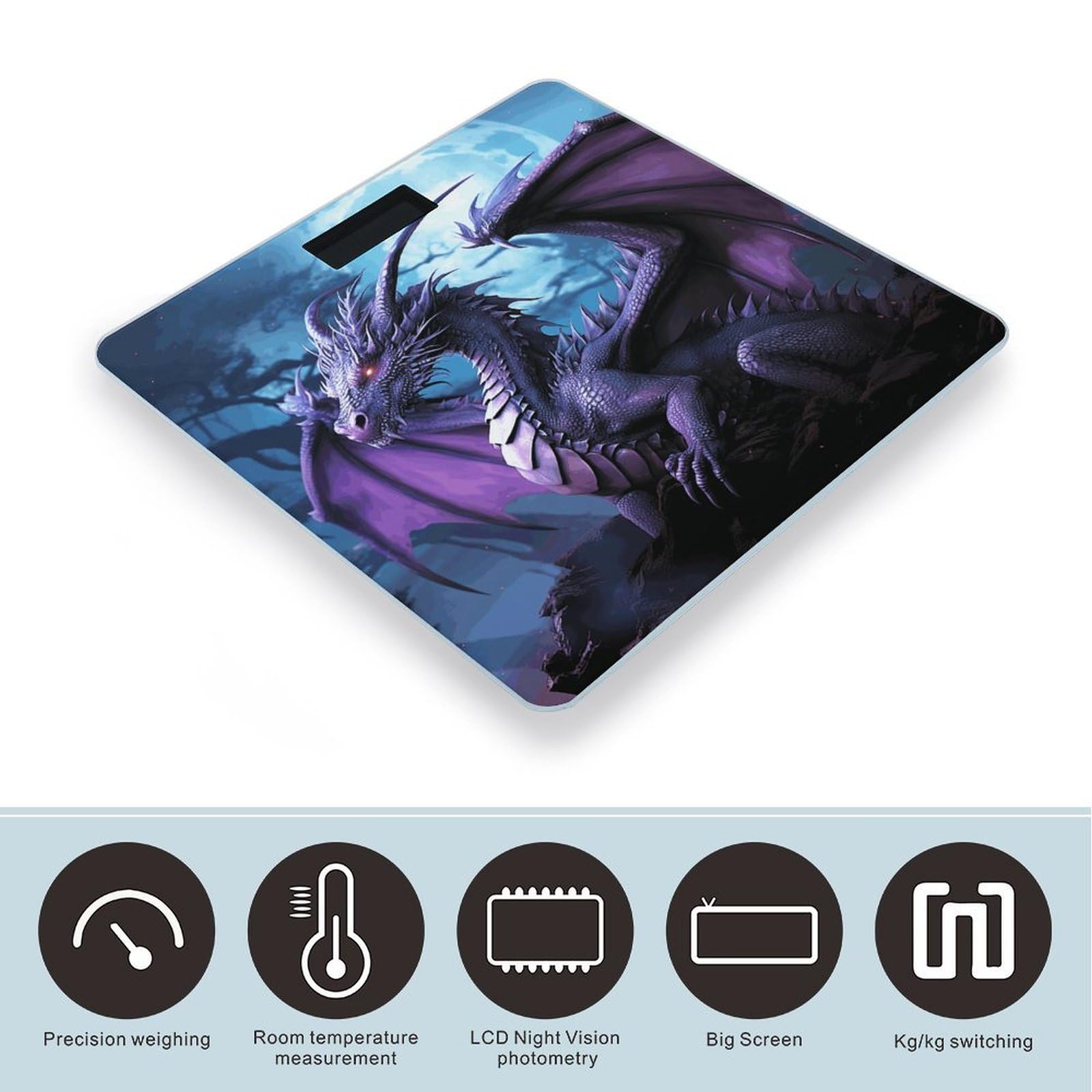 Purple Dragon Purple Moon - Báscula digital de alta precisión con pantalla LCD grande, báscula de peso duradera para uso doméstico, mide hasta 400 libras/180 kg
