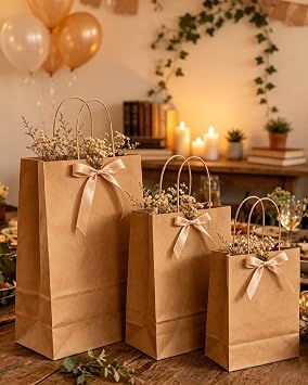 Gcardist Brown Paper Gift Bags with Handles Bulk 100Pcs Assorted Sizes (Large-33Pcs, Medium-33Pcs, Small-34Pcs)