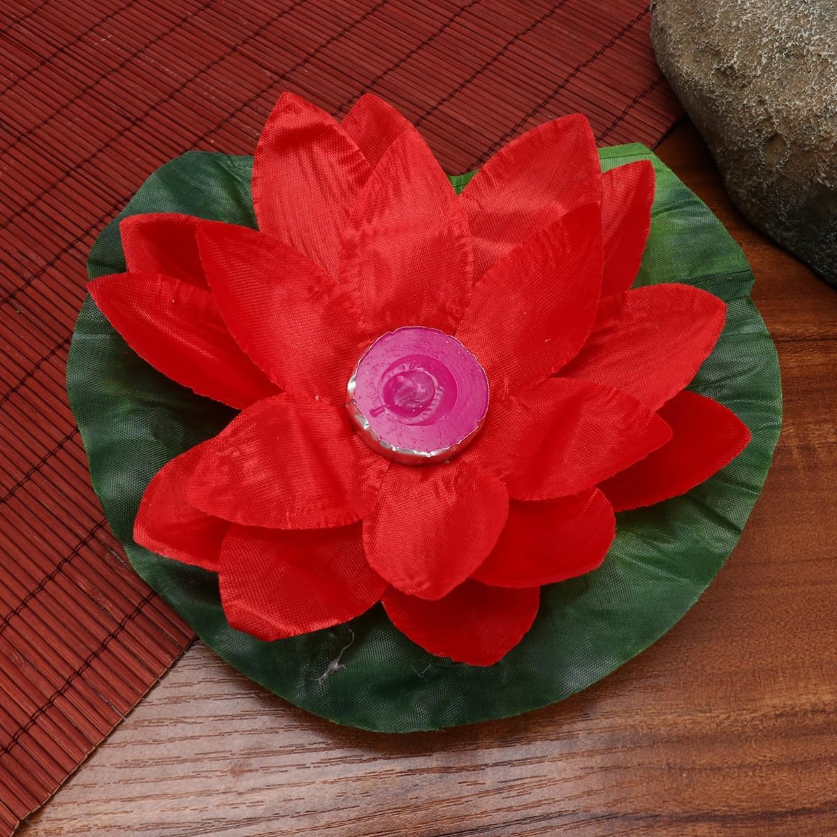 VOSAREA 3pcs Aroma Lotus Lamp Floating Candle with Flocking Cloth PVC