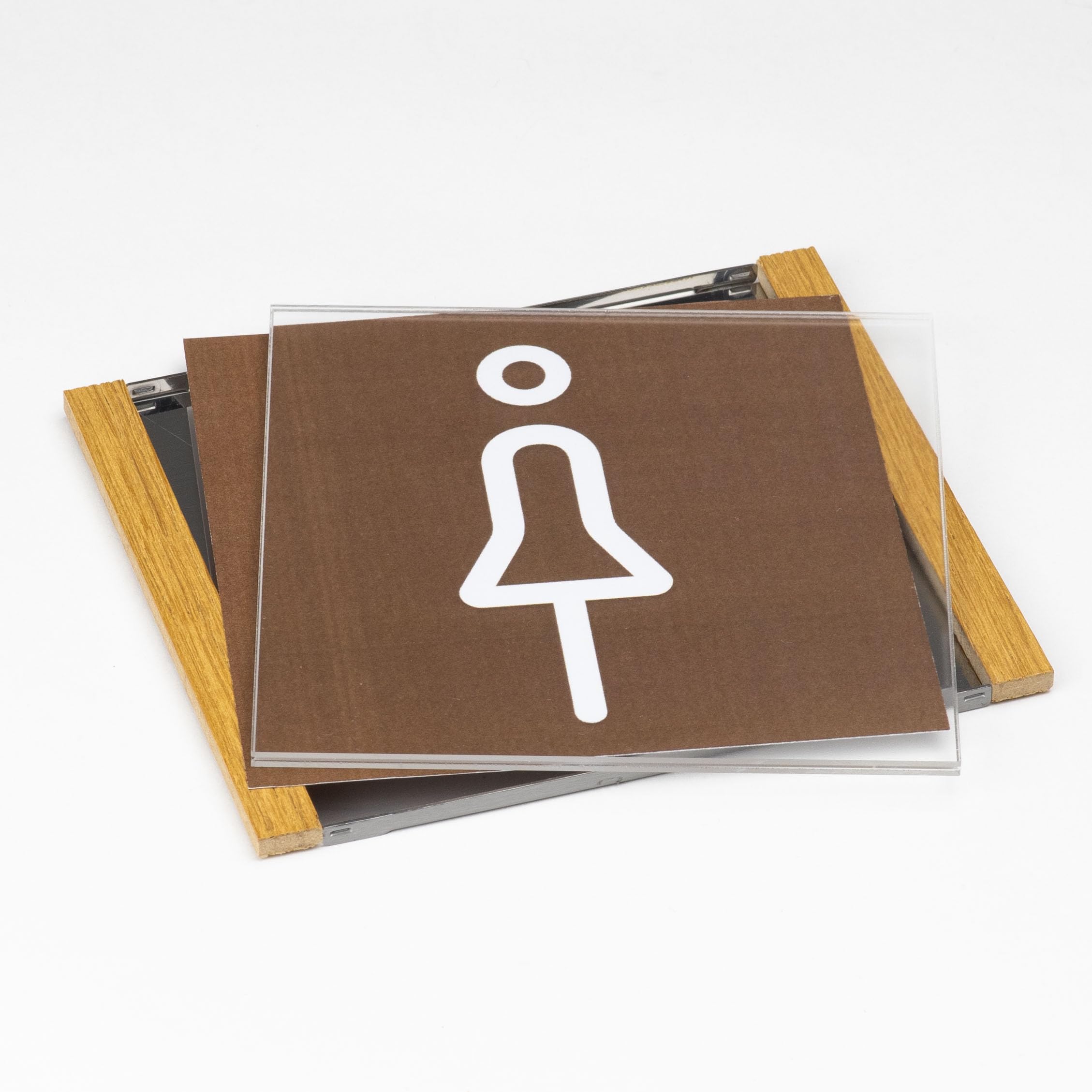 NIRO.clic-eiche Türschild 5er-Set – Edles Edelstahlschild mit Eichenholz-Abschlüssen – Büroschild mit entspiegelter Acrylabdeckung – Made in Austria (5 Stück, 124,5 x 150,5 (A6))