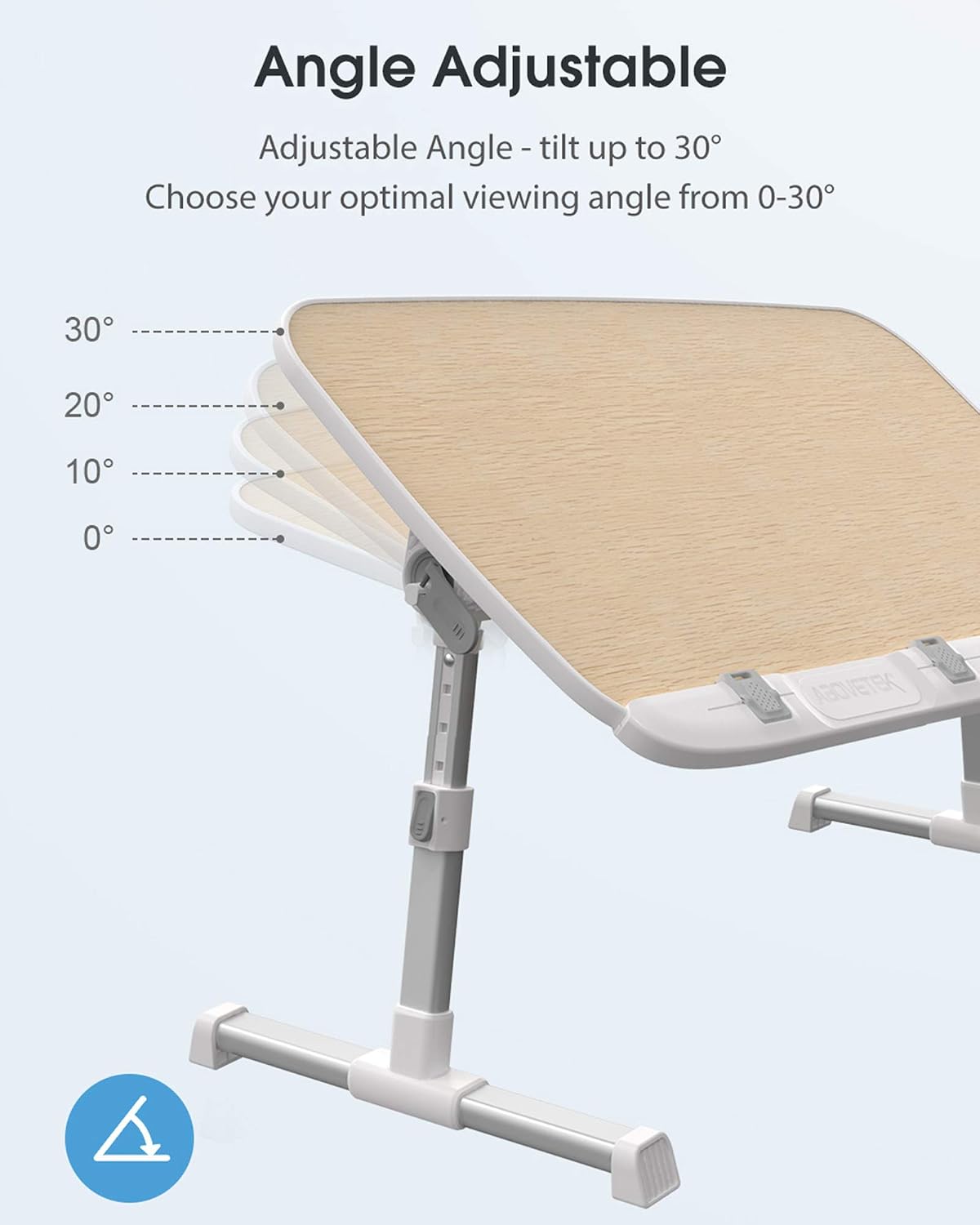 AboveTEK Laptop Desk for Bed, Portable Laptop Table Tray with Foldable Legs, Height Adjustable Foldable Laptop Desk for Eating Working, Computer Tray for Bed Couch, Gifts for Men Women Husband Birch