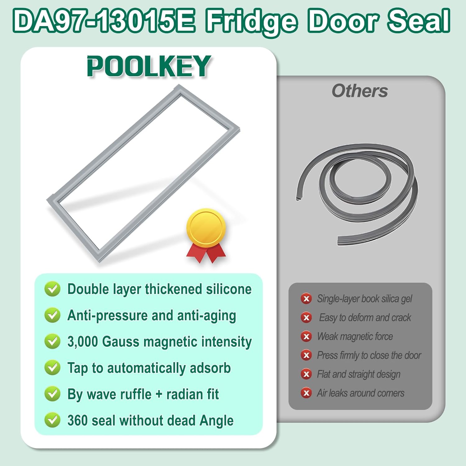 UPGRADED DA97-13015E Refrigerator Door Gasket Replacement Compatible with Samsung Refrigerator Parts Door Seal, Replaces RF28HDEDPWW RF28HFEDBSR RF28HDEDBSR RF23HCEDTSR RF28HDEDTSR Freezer Door Gasket