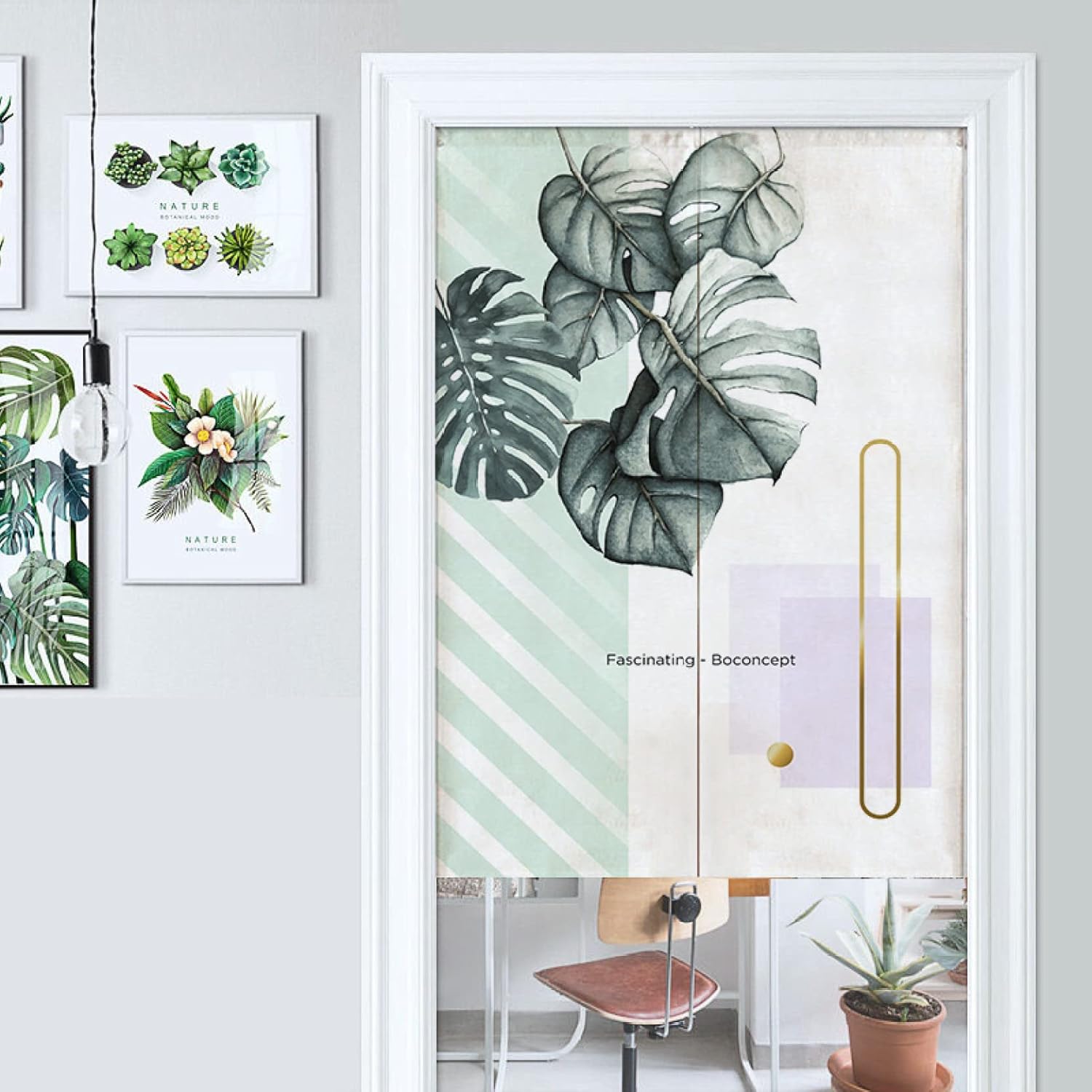 北欧暖簾 のれん モンステラ柄 植物柄 ハワイ 自然 カーテン 部屋仕切り タペストリー 雨林 ショート丈 目隠し 半遮光 モダン おしゃれ キッチン  トイレ のれん 暖簾 薄手 北欧 モンステラ シンプル モダン 植物柄 80*120cm 目隠し ショート カラー9 短い キッチン リビン