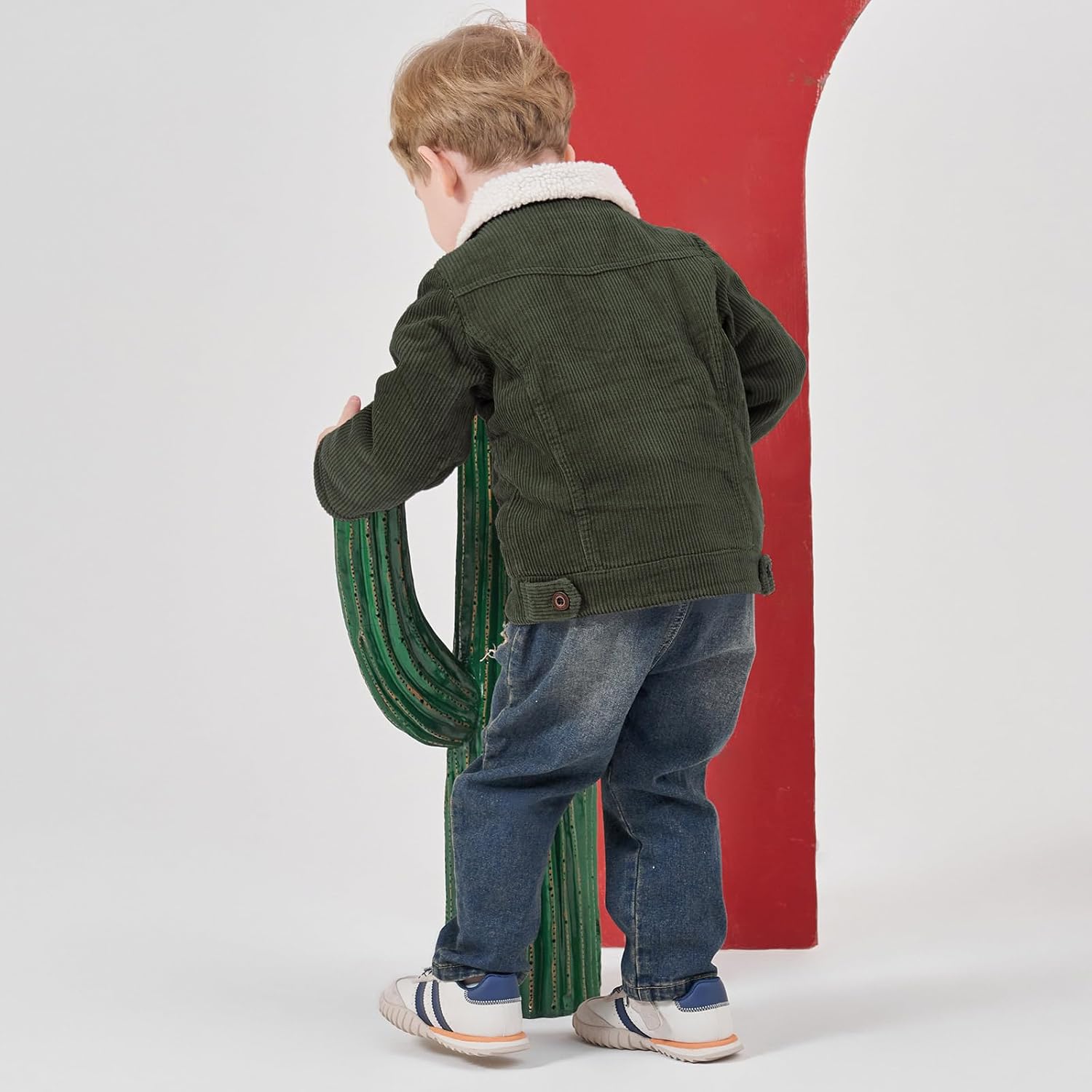 Volunboy Baby Boy Corduroy Jacket Toddler Fleece Winter Coat Kid Sherpa Lined Button Down Warm Outwear - Image 6