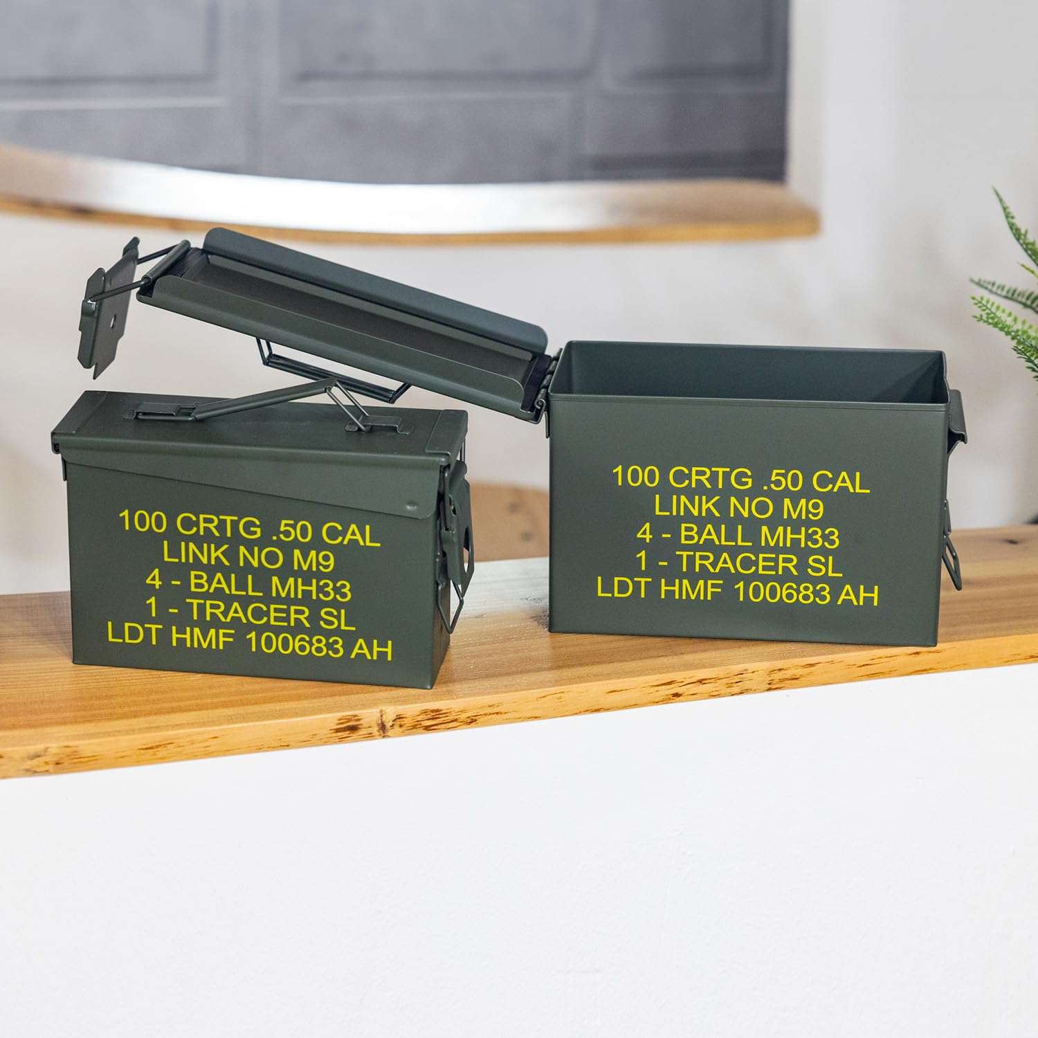 HMF 70011 Cassa per le Munizioni in stile militare USA, Secchio porta Munizioni, Scatola di Metallo, 30 x 19 x 15,5 cm, verde