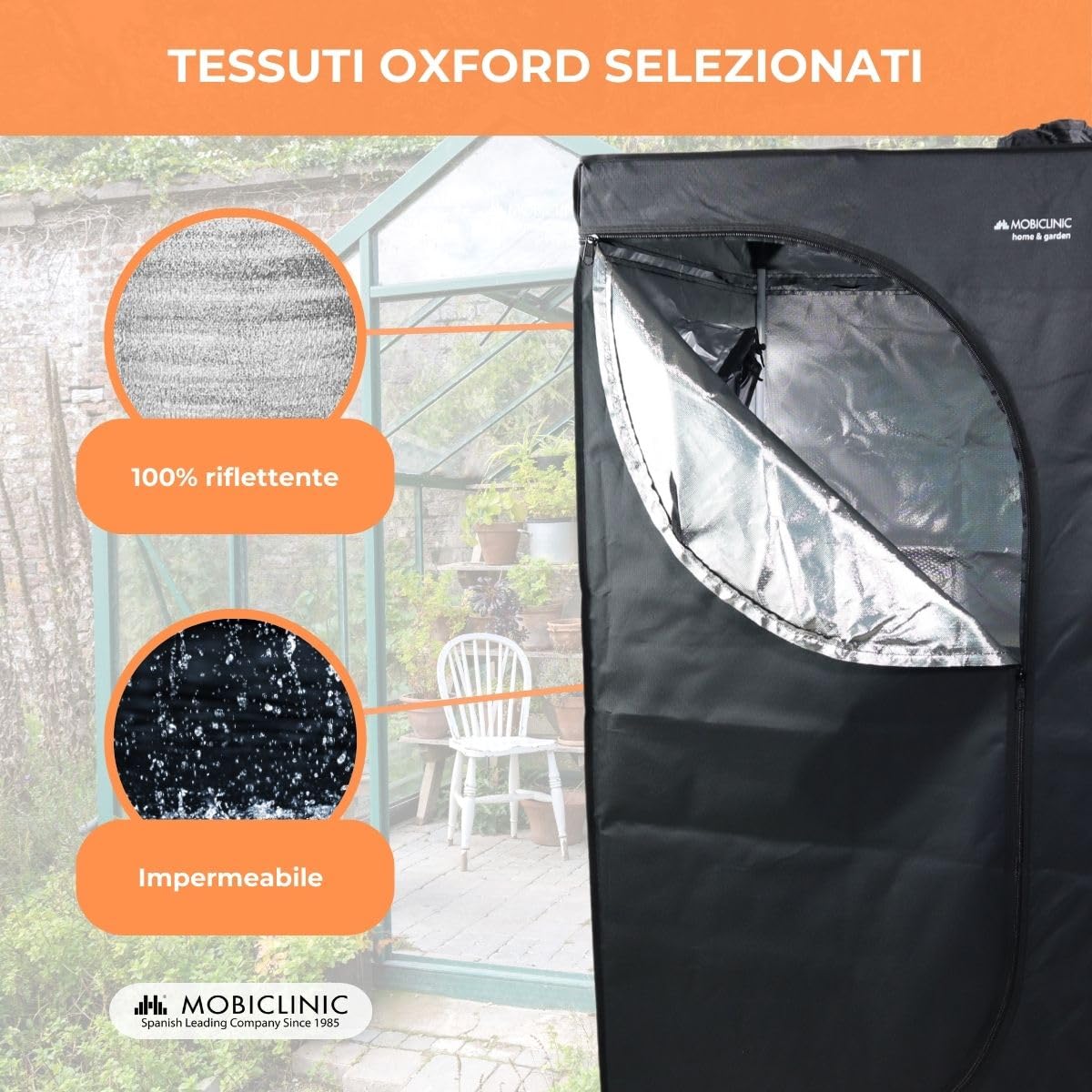 Mobiclinic®, Tenda per coltivazione indoor, Growbox, Premium mylar 97% reflective, Idroponica, Impermeabile, Fondo rimovibile, Tessuto di nylon spesso, Struttura robusta, Grow tent