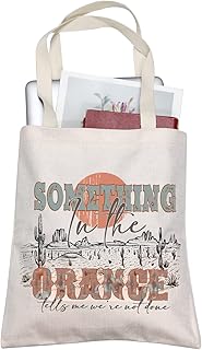 Western Tote Country Music Fan Gift Country Concert Canvas Tote Bag Western Country Gift Country Girl Tote Western Retro Bag (Something Orange Tote CA)