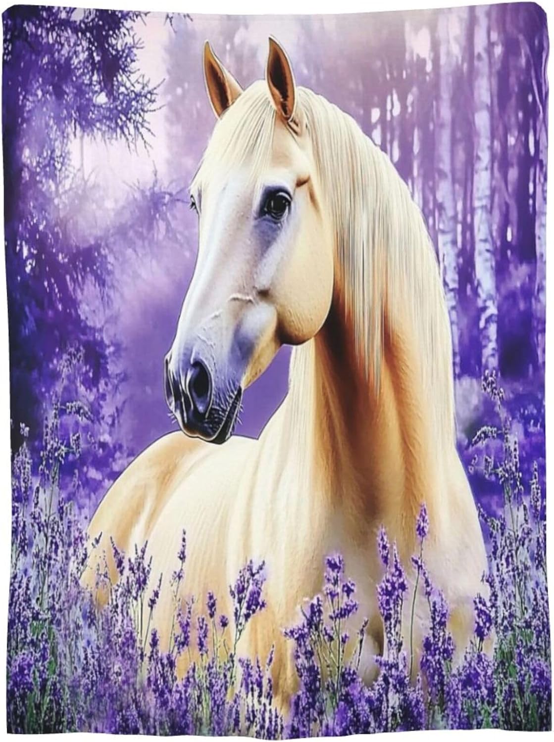 Horse Blanket Purple Horse Decor Cozy Animal Throw Super Soft Plush Flannel Fleece Blanket Gift for Kids Adults Men Women Ultra Warm & Lightweight Flannel, 50"X40" - Image 9