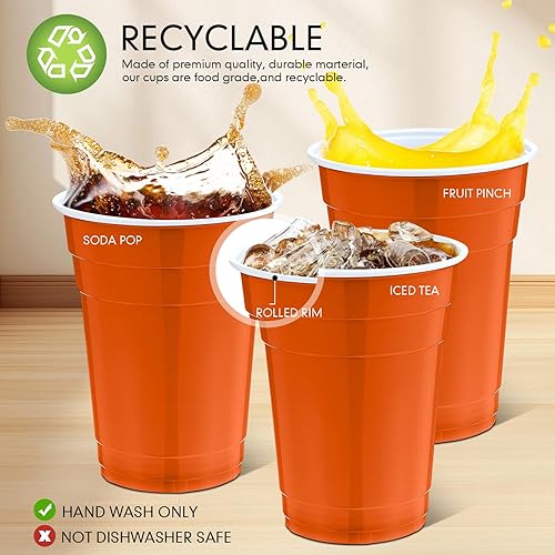 Miniatura 10 de 200 vasos desechables de plástico de 16 onzas para fiestas, vasos de plástico, vasos desechables para bebidas para fiestas de cumpleaños, Halloween,