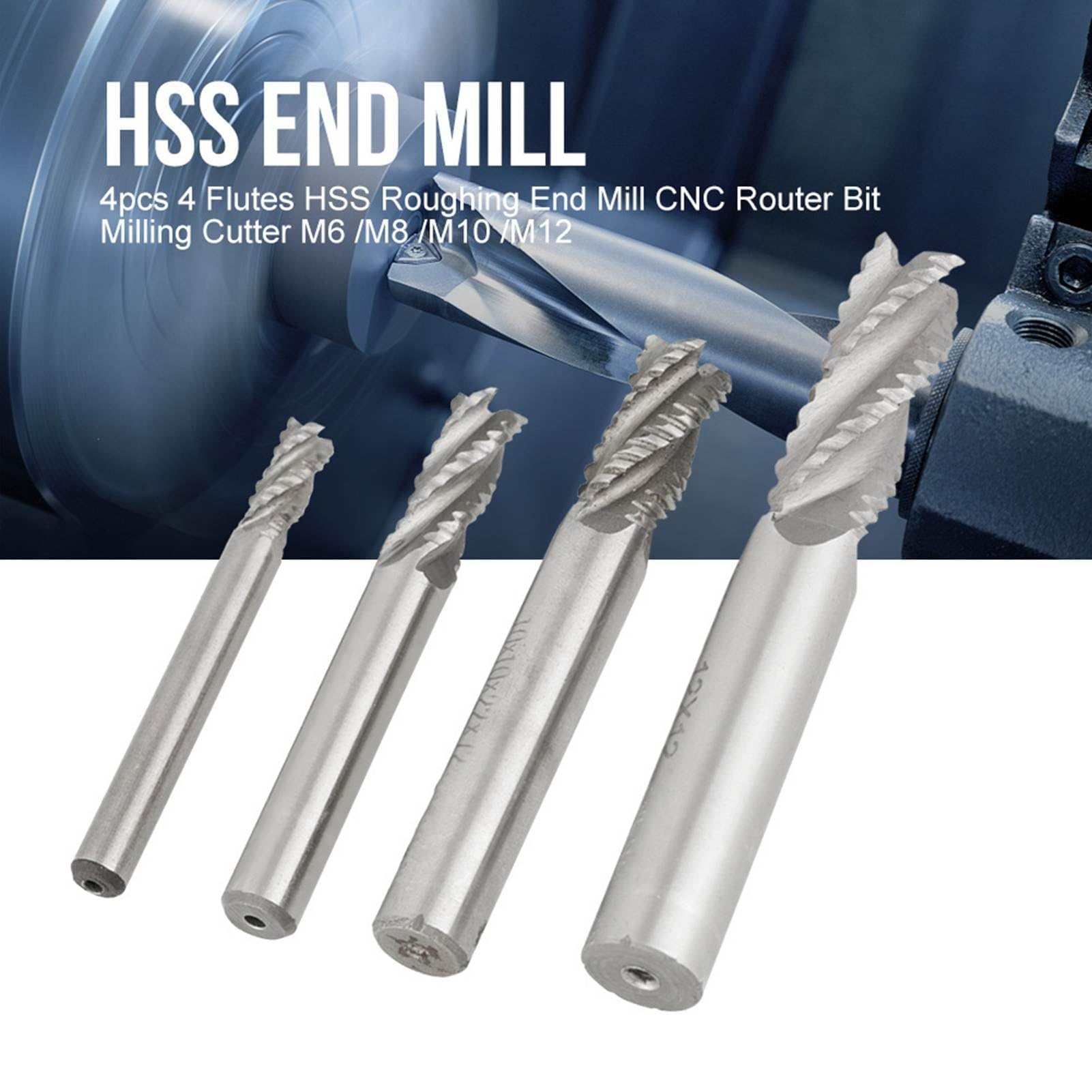 4 Stück Schaftfräser Satz 4 Flammi HSs Schruppfräser CNC Router Bit Fräser M6 / m8 / m10 / m12
