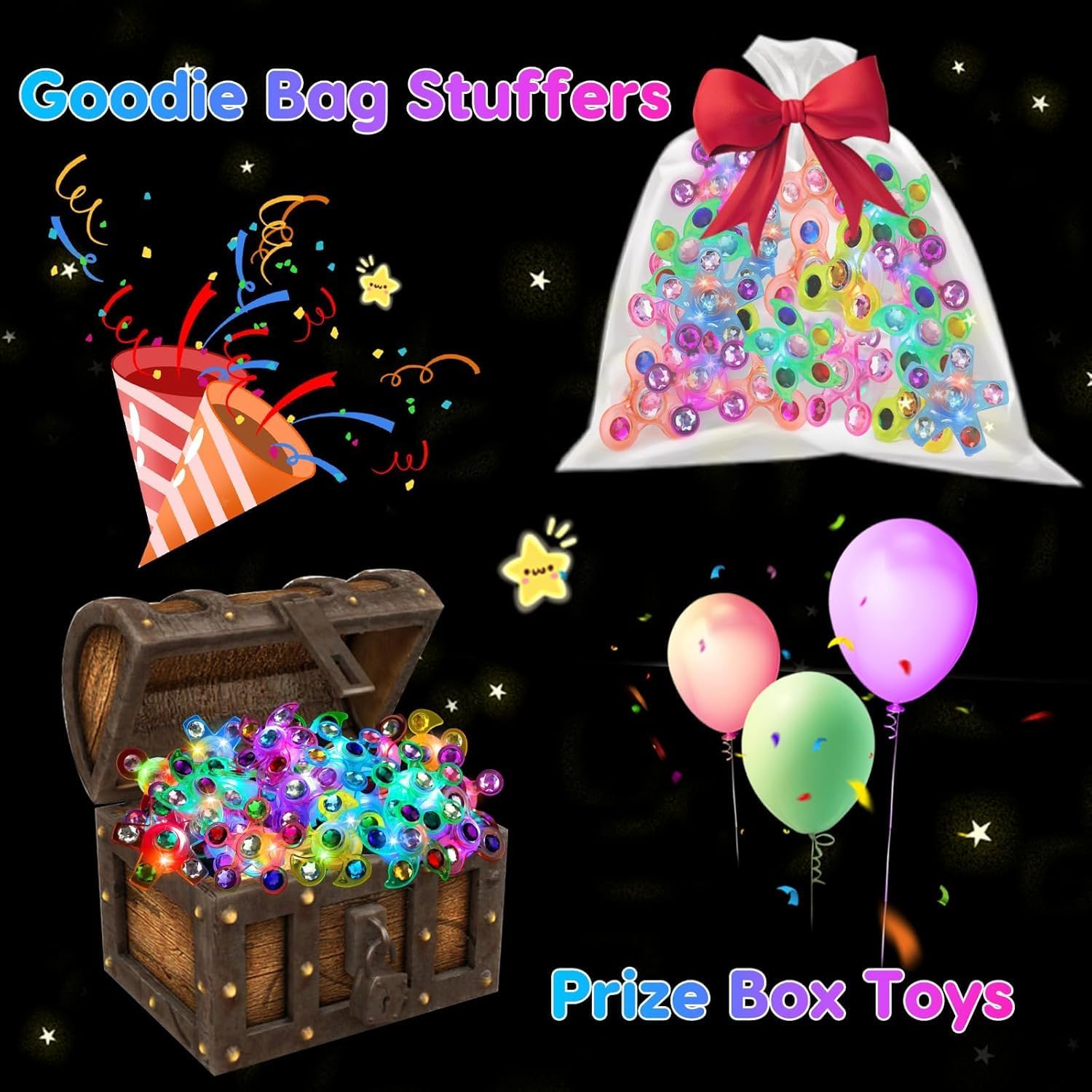 24PCS Light Up Fidget Spinner Bracelets Glow Birthday Party Favors Bulk for Kids 4-8 8-12 Summer Goodie Treat Bag Stuffers Pinata Filler Classroom Treasure Toys Carnival Prize End of Year Student Gift